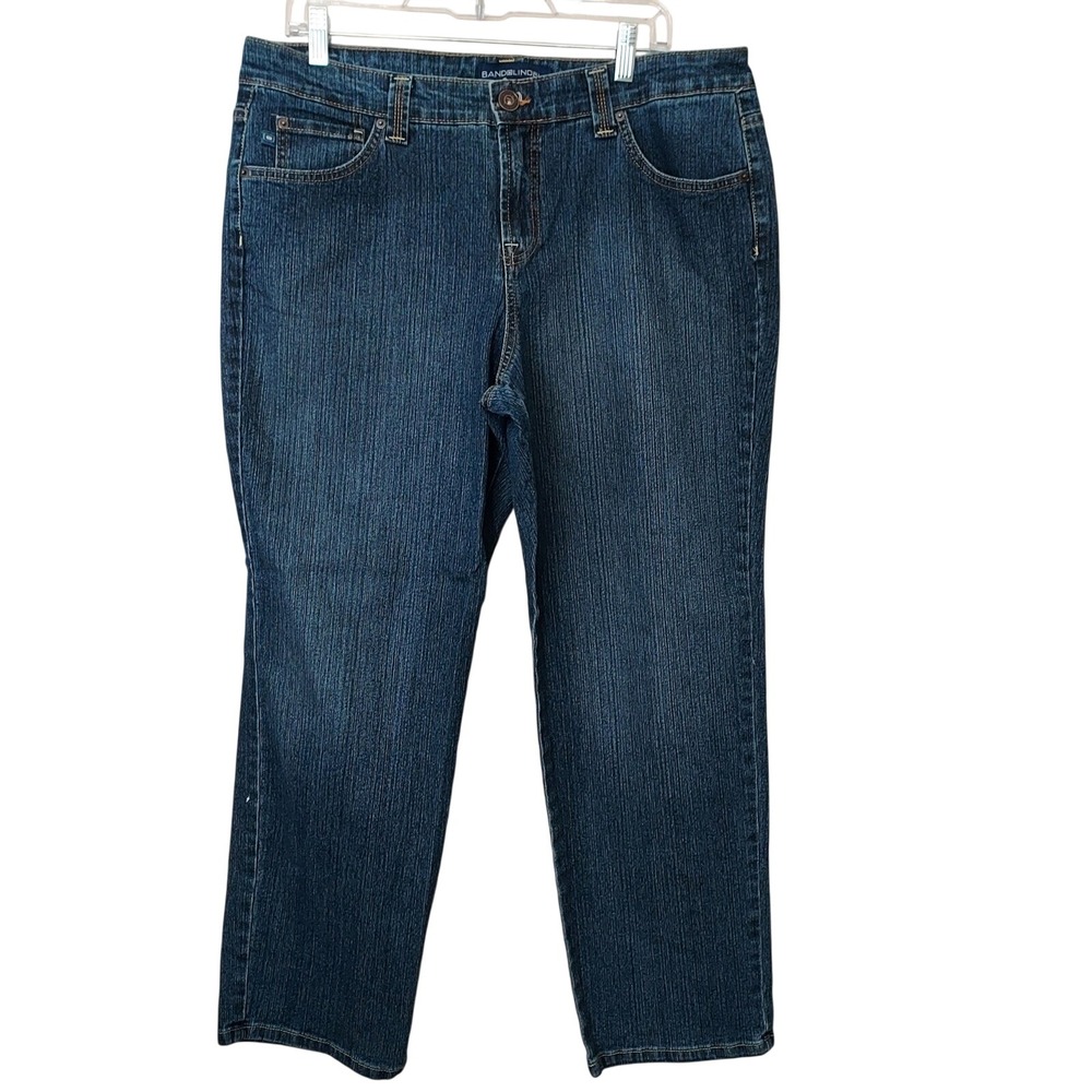 Bandolino Mandie Classic Straight Leg Jeans Dark Wash Blue 16 Short Womens